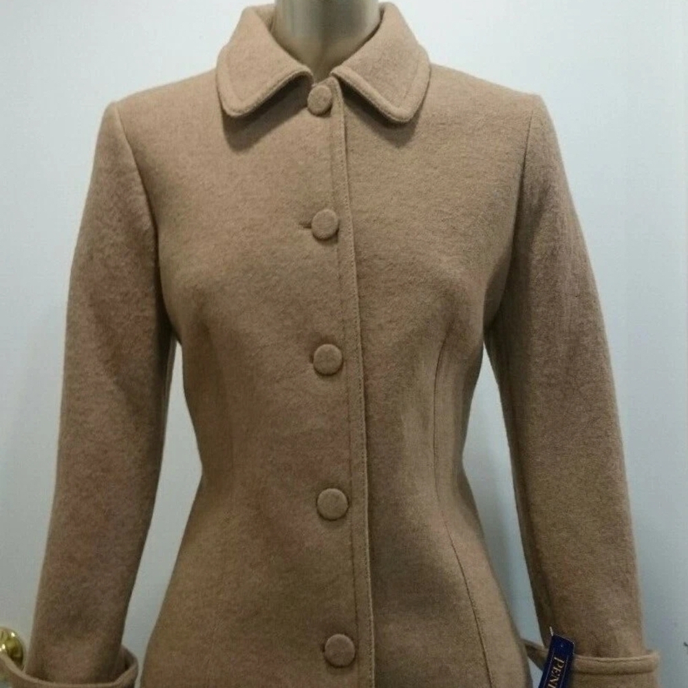 Pendleton Women's Pea Jacket Coat Tan 100% Wool XS
